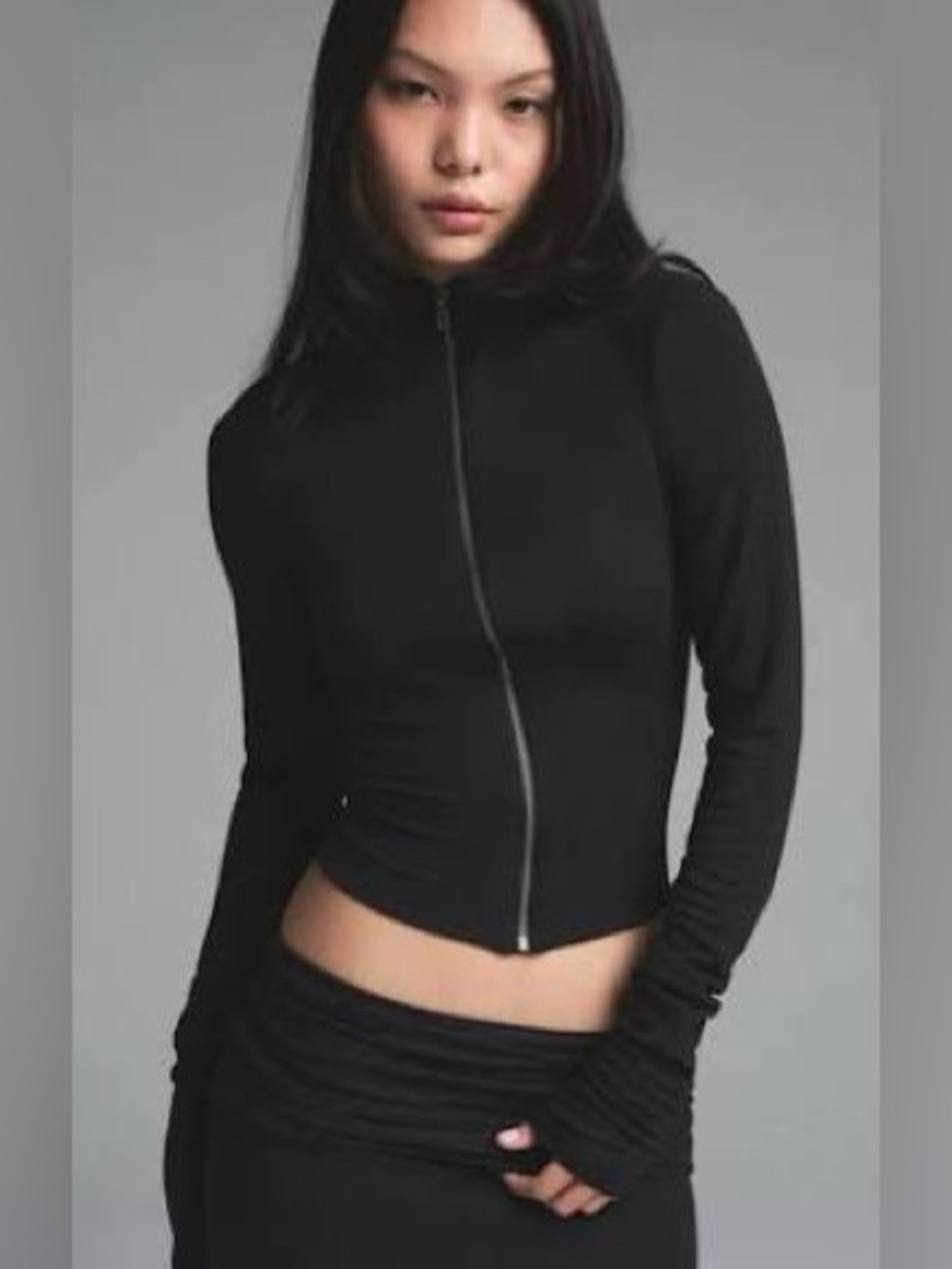 SKIMS Cloud Zip-Front Top — Onyx Black NWT SIZE XL